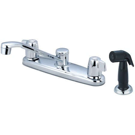 Two Handle Kitchen Faucet, NPSM, Standard, Polished Chrome, Connection Size: 1/2